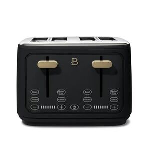 Retro Style 4 Slice Toaster with Wide Slots Black Countertop Appliance